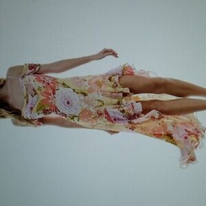 City Studio Floral Asymmetrical Ruffle Trim Dress XL